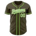 Personalized Olive Neon Green-White Authentic Salute To Service Baseball Jersey
