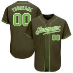 Personalized Olive Neon Green-White Authentic Salute To Service Baseball Jersey Team Custom Name and Number