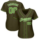Personalized Olive Neon Green-White Authentic Salute To Service Baseball Jersey Team Custom Name and Number