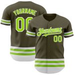 Personalized Olive Neon Green-White Line Authentic Salute To Service Baseball Jersey Team Custom Name and Number