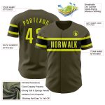 Personalized Olive Neon Yellow-Black Authentic Salute To Service Baseball Jersey