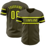 Personalized Olive Neon Yellow-Black Authentic Salute To Service Baseball Jersey