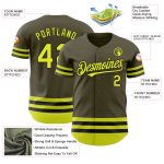 Personalized Olive Neon Yellow-Black Line Authentic Salute To Service Baseball Jersey Team Custom Name and Number