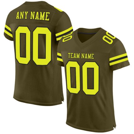 Personalized Olive Neon Yellow-Black Mesh Authentic Salute To Service Football Jersey Team Custom Name and Number