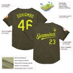 Personalized Olive Neon Yellow-Black Mesh Authentic Throwback Salute To Service Baseball Jersey Team Custom Name and Number