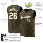 Personalized Olive Old Gold-Black Authentic Throwback Salute To Service Basketball Jersey Team Custom Name and Number
