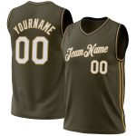 Personalized Olive Old Gold-Black Authentic Throwback Salute To Service Basketball Jersey Team Custom Name and Number