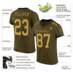 Personalized Olive Old Gold-Black Mesh Authentic Salute To Service Football Jersey