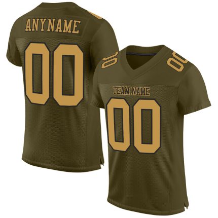 Personalized Olive Old Gold-Black Mesh Authentic Salute To Service Football Jersey Team Custom Name and Number
