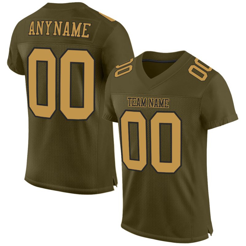Personalized Olive Old Gold-Black Mesh Authentic Salute To Service Football Jersey Team Custom Name and Number