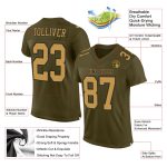 Personalized Olive Old Gold-Black Mesh Authentic Salute To Service Football Jersey Team Custom Name and Number
