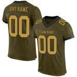 Personalized Olive Old Gold-Black Mesh Authentic Salute To Service Football Jersey