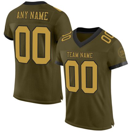 Personalized Olive Old Gold-Black Mesh Authentic Salute To Service Football Jersey