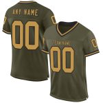 Personalized Olive Old Gold-Black Mesh Authentic Throwback Salute To Service Football Jersey Team Custom Name and Number