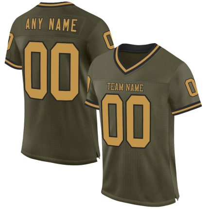 Personalized Olive Old Gold-Black Mesh Authentic Throwback Salute To Service Football Jersey Team Custom Name and Number