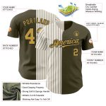 Personalized Olive Old Gold Cream-Black Pinstripe Authentic Split Fashion Salute To Service Baseball Jersey Team Custom Name and Number