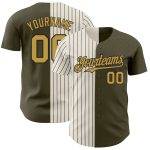 Personalized Olive Old Gold Cream-Black Pinstripe Authentic Split Fashion Salute To Service Baseball Jersey Team Custom Name and Number