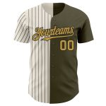 Personalized Olive Old Gold Cream-Black Pinstripe Authentic Split Fashion Salute To Service Baseball Jersey Team Custom Name and Number