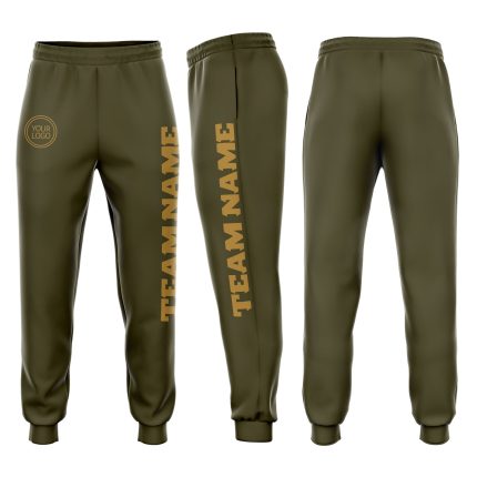 Personalized Olive Old Gold Fleece Salute To Service Jogger Sweatpants Team Custom Name and Number