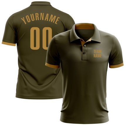 Personalized Olive Old Gold Performance Salute To Service Golf Polo Shirt Team Custom Name and Number