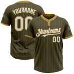 Personalized Olive Old Gold Pinstripe White Salute To Service Two-Button Unisex Softball Jersey Team Custom Name and Number