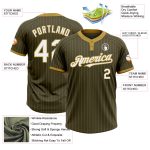 Personalized Olive Old Gold Pinstripe White Salute To Service Two-Button Unisex Softball Jersey Team Custom Name and Number