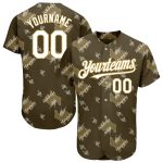 Personalized Olive Old Gold-White 3D Pattern Design Rabbit Authentic Baseball Jersey Team Custom Name and Number
