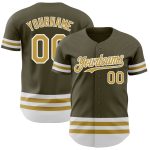 Personalized Olive Old Gold-White Line Authentic Salute To Service Baseball Jersey Team Custom Name and Number