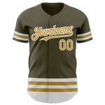 Personalized Olive Old Gold-White Line Authentic Salute To Service Baseball Jersey Team Custom Name and Number