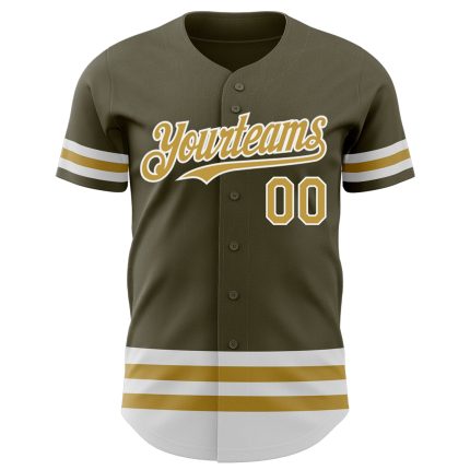 Personalized Olive Old Gold-White Line Authentic Salute To Service Baseball Jersey Team Custom Name and Number