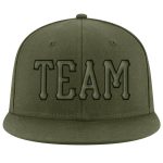 Personalized Olive Olive-Black Stitched Adjustable Snapback Hat Team Custom Name and Number