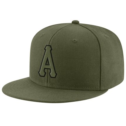 Personalized Olive Olive-Black Stitched Adjustable Snapback Hat Team Custom Name and Number