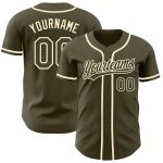 Personalized Olive Olive-Cream Authentic Salute To Service Baseball Jersey