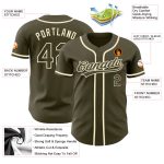 Personalized Olive Olive-Cream Authentic Salute To Service Baseball Jersey