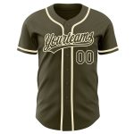 Personalized Olive Olive-Cream Authentic Salute To Service Baseball Jersey