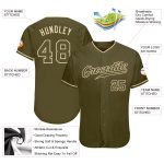 Personalized Olive Olive-Cream Authentic Salute To Service Baseball Jersey Team Custom Name and Number