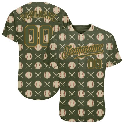 Personalized Olive Olive-Old Gold 3D Pattern Design Authentic Salute To Service Baseball Jersey Team Custom Name and Number