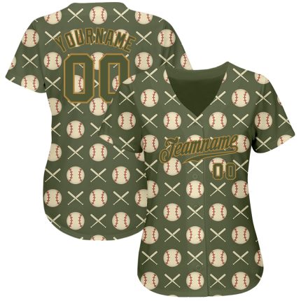 Personalized Olive Olive-Old Gold 3D Pattern Design Authentic Salute To Service Baseball Jersey Team Custom Name and Number