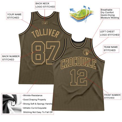 Personalized Olive Olive-Old Gold Authentic Throwback Salute To Service Basketball Jersey Team Custom Name and Number