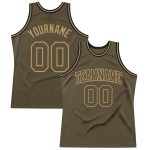 Personalized Olive Olive-Old Gold Authentic Throwback Salute To Service Basketball Jersey Team Custom Name and Number