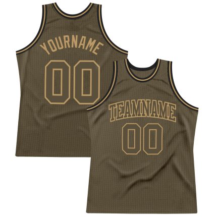 Personalized Olive Olive-Old Gold Authentic Throwback Salute To Service Basketball Jersey Team Custom Name and Number