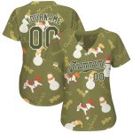 Personalized Olive Olive-White Christmas 3D Authentic Salute To Service Baseball Jersey Team Custom Name and Number