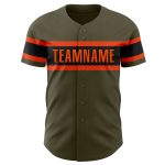 Personalized Olive Orange-Black Authentic Salute To Service Baseball Jersey