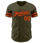 Personalized Olive Orange-Black Authentic Salute To Service Baseball Jersey Team Custom Name and Number