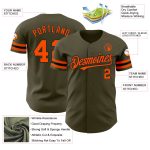 Personalized Olive Orange-Black Authentic Salute To Service Baseball Jersey Team Custom Name and Number