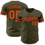 Personalized Olive Orange-Black Authentic Salute To Service Baseball Jersey Team Custom Name and Number
