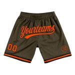 Personalized Olive Orange-Black Authentic Throwback Salute To Service Basketball Shorts
