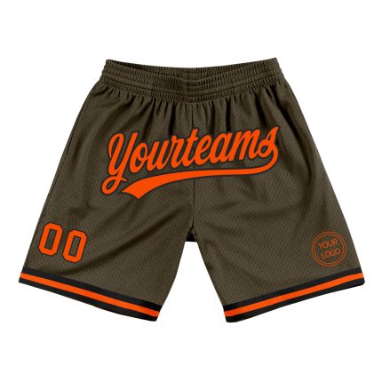 Personalized Olive Orange-Black Authentic Throwback Salute To Service Basketball Shorts