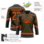 Personalized Olive Orange-Black Salute To Service Hockey Lace Neck Jersey Team Custom Name and Number
