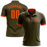 Personalized Olive Orange Performance Salute To Service Golf Polo Shirt Team Custom Name and Number